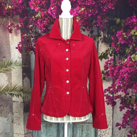 Ami Jackets & Blazers - 🍒 NWOT Cherry Red Corduroy Blazer Rhinestone accents